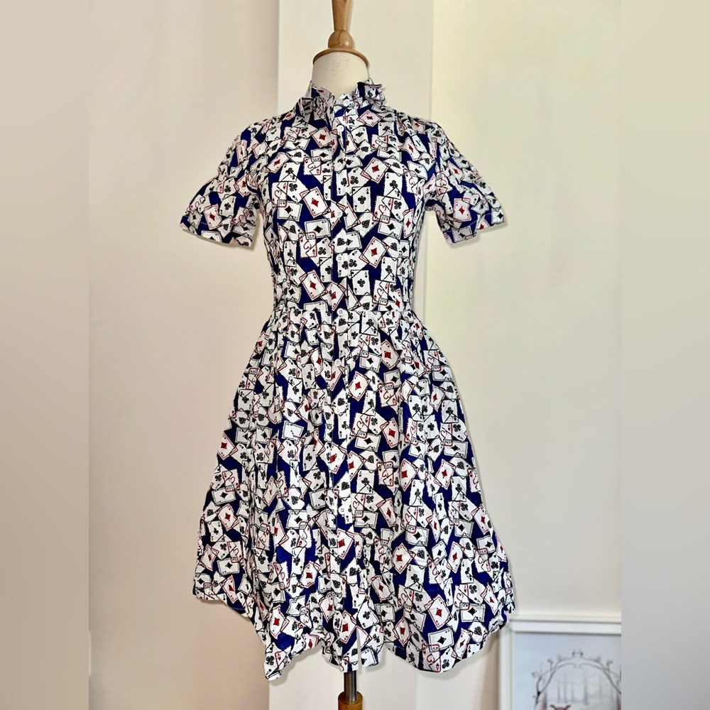 The Frock Shop Aces Deck of Cards Shirtwaist Dress Size Small